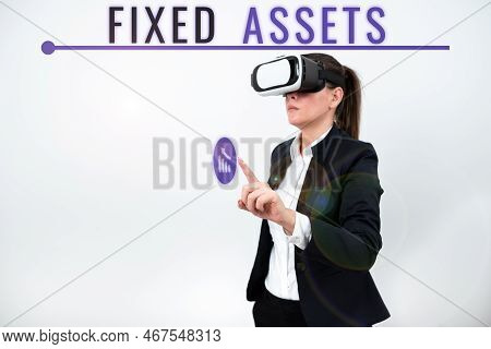 Writing Displaying Text Fixed Assets. Word For Long-term Tangible Piece Of Property Or Equipment A F
