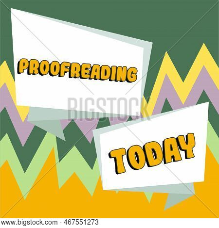 Conceptual Display Proofreading. Business Showcase Act Of Reading And Marking Spelling, Grammar And 