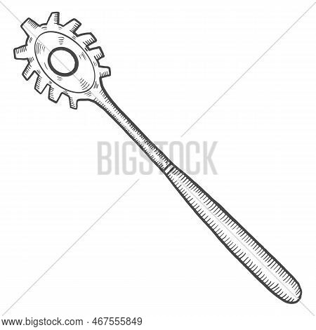 Pasta Server Kitchen Utensils Solated Doodle Hand Drawn Sketch With Outline Style Vector Illustratio