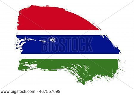 Gambia Flag On White Background With Abstract Paint Brush Texture Effect