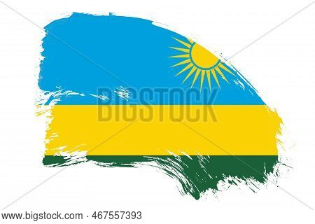 Rwanda Flag On White Background With Abstract Paint Brush Texture Effect