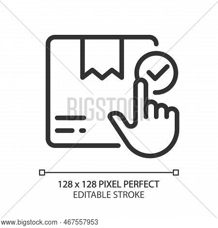 Order Booking Pixel Perfect Linear Icon. Choose Postal Service. Book Online. Parcel Delivery, Shipme