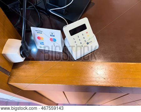 Germany - Oct 16, 2022: New Sumup Emv Card Reader Which Can Read Magnetic Strip, Chip And Rfid Nfc C