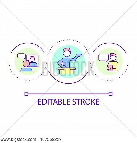 Preparing For Oral Presentation Loop Concept Icon. Building Self Esteem Abstract Idea Thin Line Illu