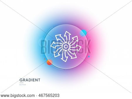 Versatile Line Icon. Gradient Blur Button With Glassmorphism. Multifunction Sign. Transparent Glass 