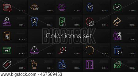 Set Of Sea Mountains, Dermatologically Tested And Recovery Data Line Icons. Include Puzzle Time, App
