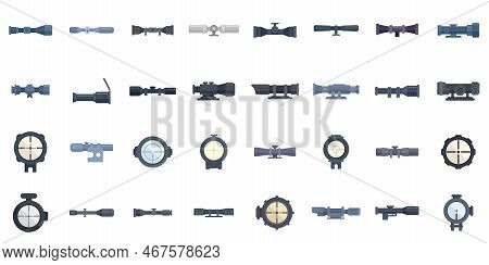 Telescopic Sight Icons Set Flat Vector. Sniper Scope. Target Crodd Isolated