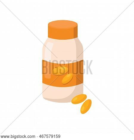 Pills Enriched With Vitamin D Vector Illustration. Source Of Vitamin D, Pills Isolated On White Back