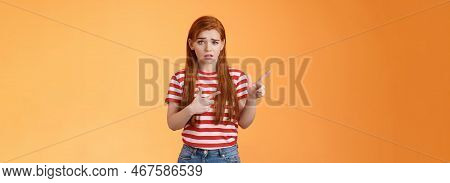 Insecure Questioned Frustrated Cute Redhead Girl Feel Nervous Unsure About Offer Frowning, Grimacing