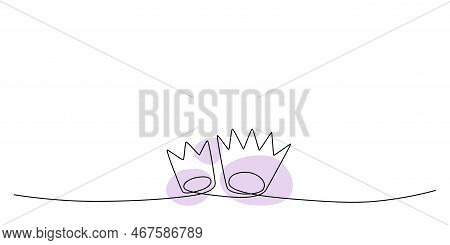 Decoration Continuous Line Hand Drawing Element Crown For Wedding Photo Book, Invitations. Vector St