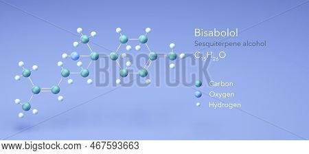 Bisabolol Molecular Structure, Sesquiterpene Alcohol 3d Model, Structural Chemical Formula And Atoms