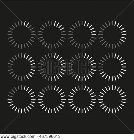 Collection With Loading Black Background. Round Frame Set. Load Internet Data Symbol. Vector Illustr