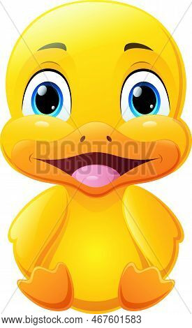 Vector Illustration Of Cute Baby Duck Cartoon Sitting