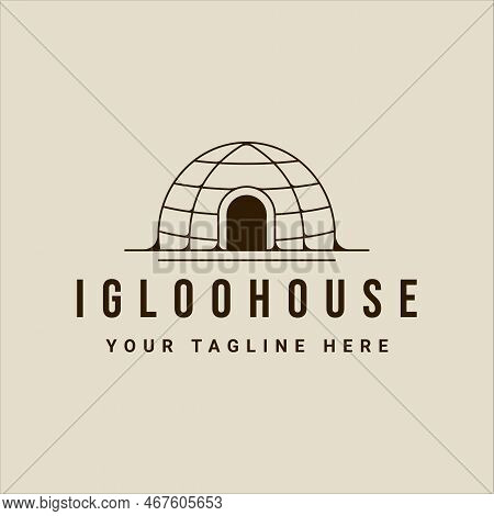 Igloo House Logo Line Art Vector Vintage Simple Illustration Template Icon Graphic Design. Tradition