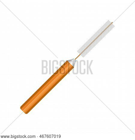 Interdental Brush Or Floss Pick Vector Illustration. Cartoon Drawing Of Teeth Cleaning Tool Isolated