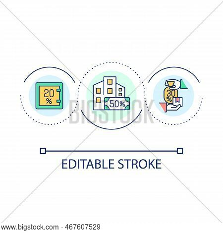 50 20 30 Budgeting Rule Loop Concept Icon. Effective Money Management Abstract Idea Thin Line Illust