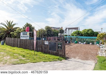 Struisbaai, South Africa - Sep 21, 2022: Street Scene, With A Nursery And Health Shop, In Struisbaai