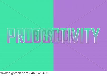 Productivity, Icon. Logo. Colorful Typography Banner With Single Word. Text Caption, Art Lettering, 