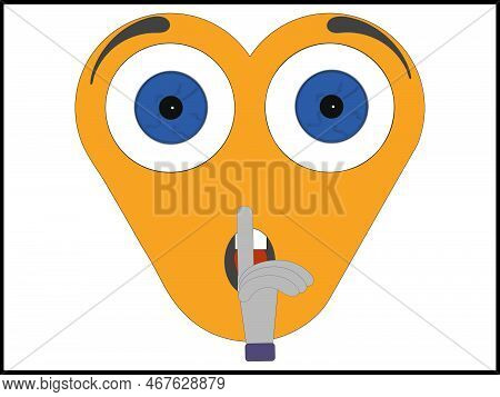 Vector Graphics Showing The Visualization Of A Human Face. She Is Yellow With Big Eyes. The Face Exp