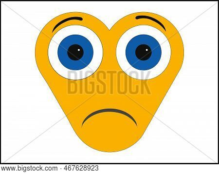 Vector Graphics Showing The Visualization Of A Human Face. She Is Yellow With Big Eyes. The Face Exp
