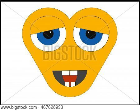 Vector Graphics Showing The Visualization Of A Human Face. She Is Yellow With Big Eyes. The Face Exp