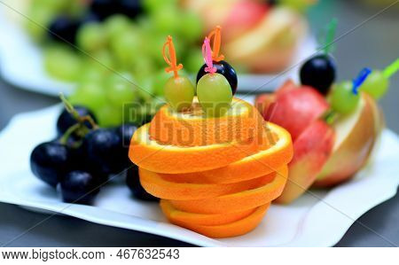 Variety Of Fruits On The Table In The Restaurant