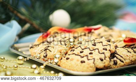 Close Up. Young Biessmann By Showing Ads. Isolated On