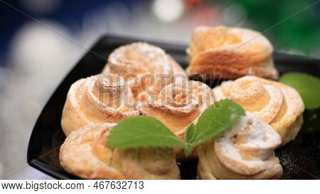 Close Up. Young Biessmann By Showing Ads. Isolated On