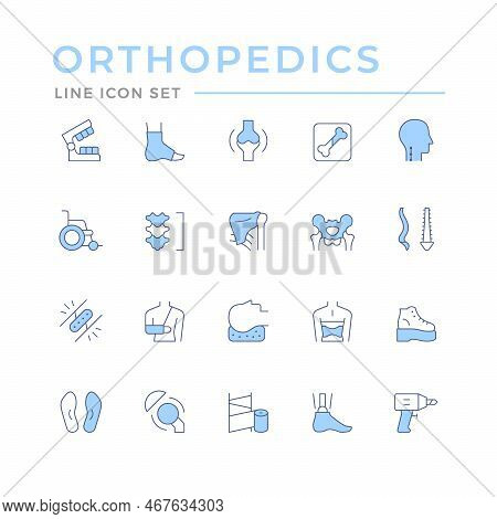 Set Color Line Icons Of Orthopedics Isolated On White