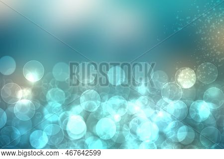 Abstract Underwater Illustration. Beautiful Abstract Gradient Turquoise Blue White Lightening Bokeh 