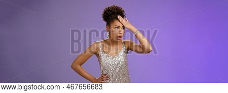 Annoyed Arrogant African-american Wealthy Woman In Silver Shiny Dress Irritated Bothered Stupid Serv