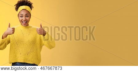Supportive Friendly Modern Trendy African-american Female Friend Supporting You Show Thumbs-up Keep 
