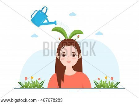 Personal Development With People Developing Mental Issues, Growth And Self Improvement As Plant In F
