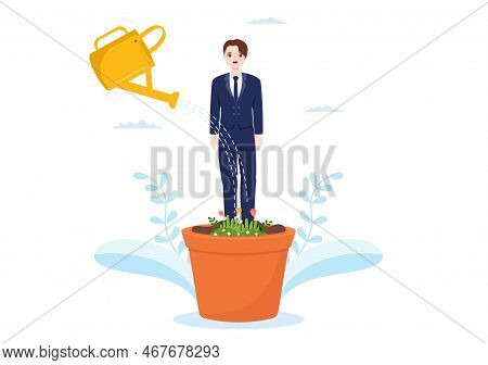Personal Development With People Developing Mental Issues, Growth And Self Improvement As Plant In F