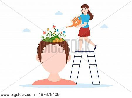 Personal Development With People Developing Mental Issues, Growth And Self Improvement As Plant In F
