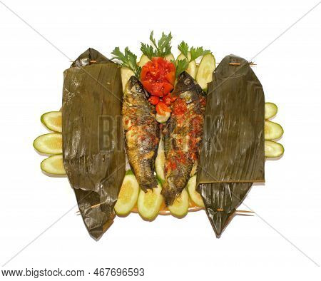 Goldfish Pepes. Pepes Is A Typical Indonesian Cooking Method Using Banana Leaves As Food Wrappers, T