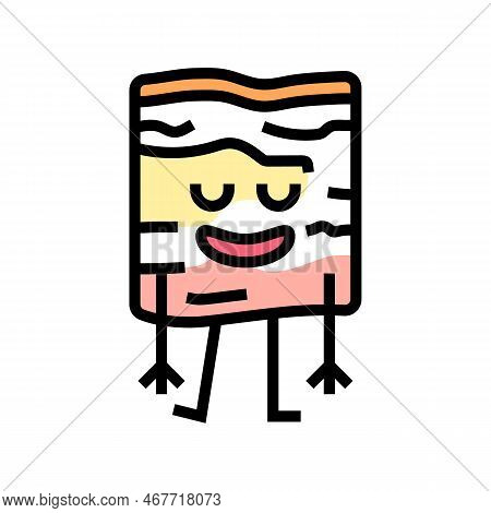 Lard Meat Character Color Icon Vector. Lard Meat Character Sign. Isolated Symbol Illustration