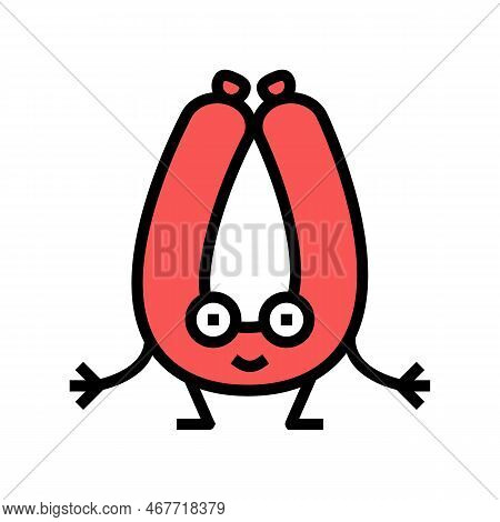 Kielbasa Meat Character Color Icon Vector. Kielbasa Meat Character Sign. Isolated Symbol Illustratio