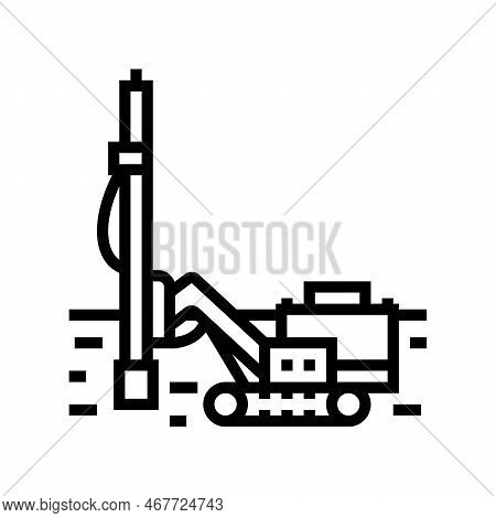 Drill Rig Copper Production Line Icon Vector. Drill Rig Copper Production Sign. Isolated Contour Sym