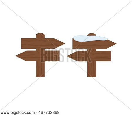 Wooden Signs, Wooden Sign Boards Logo Design. Road Sign Set Including Right, Left Signs With Place F