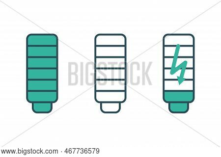 Battery Icon On Charging. Flat Vector Illustration