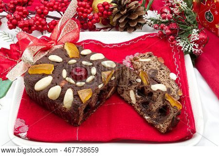 Italian Certosino Di Bologna. Medieval Panspeziale Cake. Traditional Christmas Cake From Bologna. It