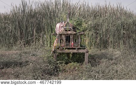 A Old Wooden Spirit House Or Joss House Built For Guardian Spirit To Reside For Protective Spirit Of