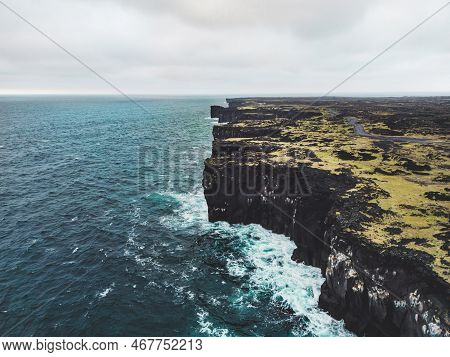 Majestic Volcanic Coast Of West Iceland With Cliffs And Rough Sea