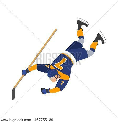 Ice Hockey Isometric Composition With Isolated Human Character In Uniform On Blank Background Vector