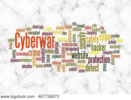 Word Cloud With Cyberwar Concept Create With Text Only.