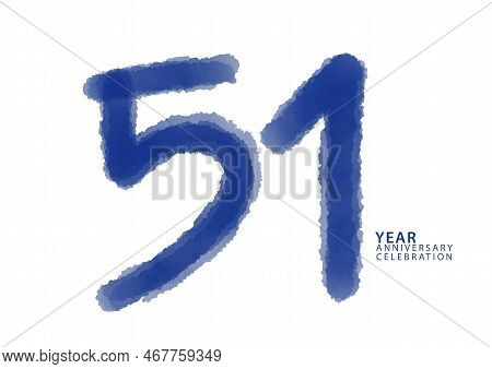 51 Year Anniversary Celebration Blue Color Logotype Vector, 51 Number Design, 51th Birthday Invitati