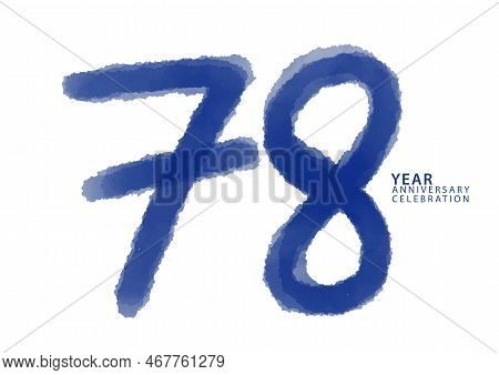 78 Year Anniversary Celebration Blue Color Logotype Vector, 78 Number Design, 78th Birthday Invitati