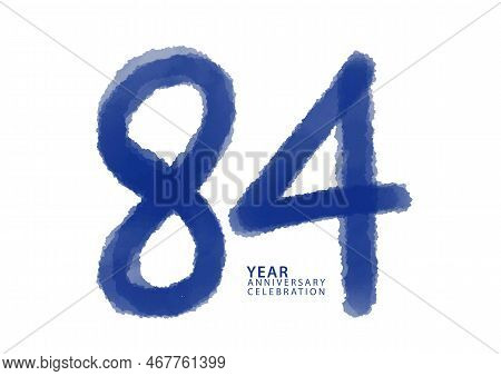84 Year Anniversary Celebration Blue Color Logotype Vector, 84 Number Design, 84th Birthday Invitati