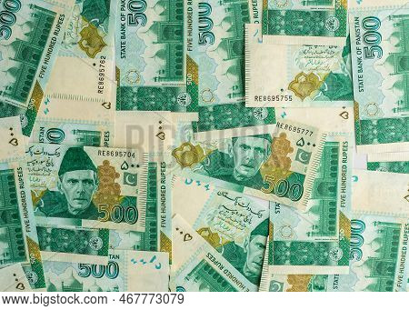Pakistani Currency Bank Notes Of 500 Rupees Isolated On White Background
